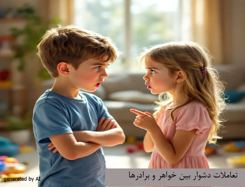 مشاوره کودک 13 A young child constantly arguing with her brother and avoiding interaction.